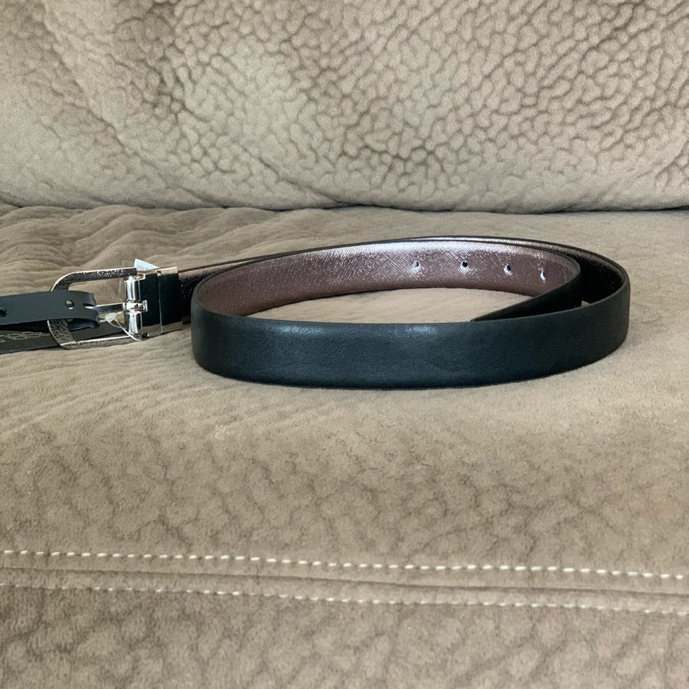 INC reversible belt black silver/pewter NWT